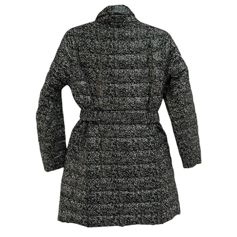 Lands End Quilted Down Feather Puffer Coat Belted‎ Print Full Zip Women's XS
